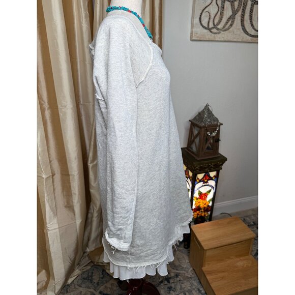 Sundance Gray  Sweater Dress Layered lace  Hem L Western Festival Fairy Grunge - Picture 7 of 10